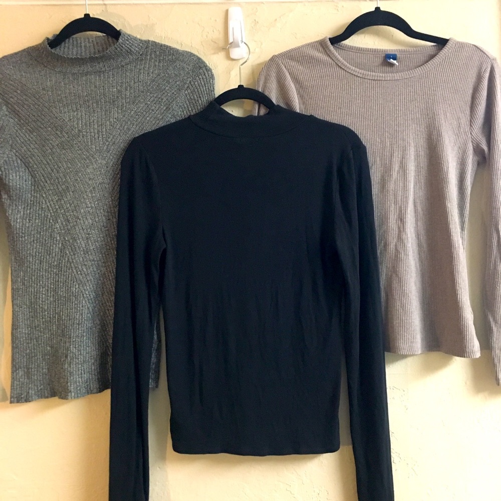 Bundle Long Sleeve Knit Tops H&M + Old Navy + Silence+ Noise Gray Blue